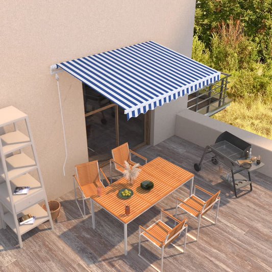 Automatic Retractable Awning 118.1"x98.4" Blue and White