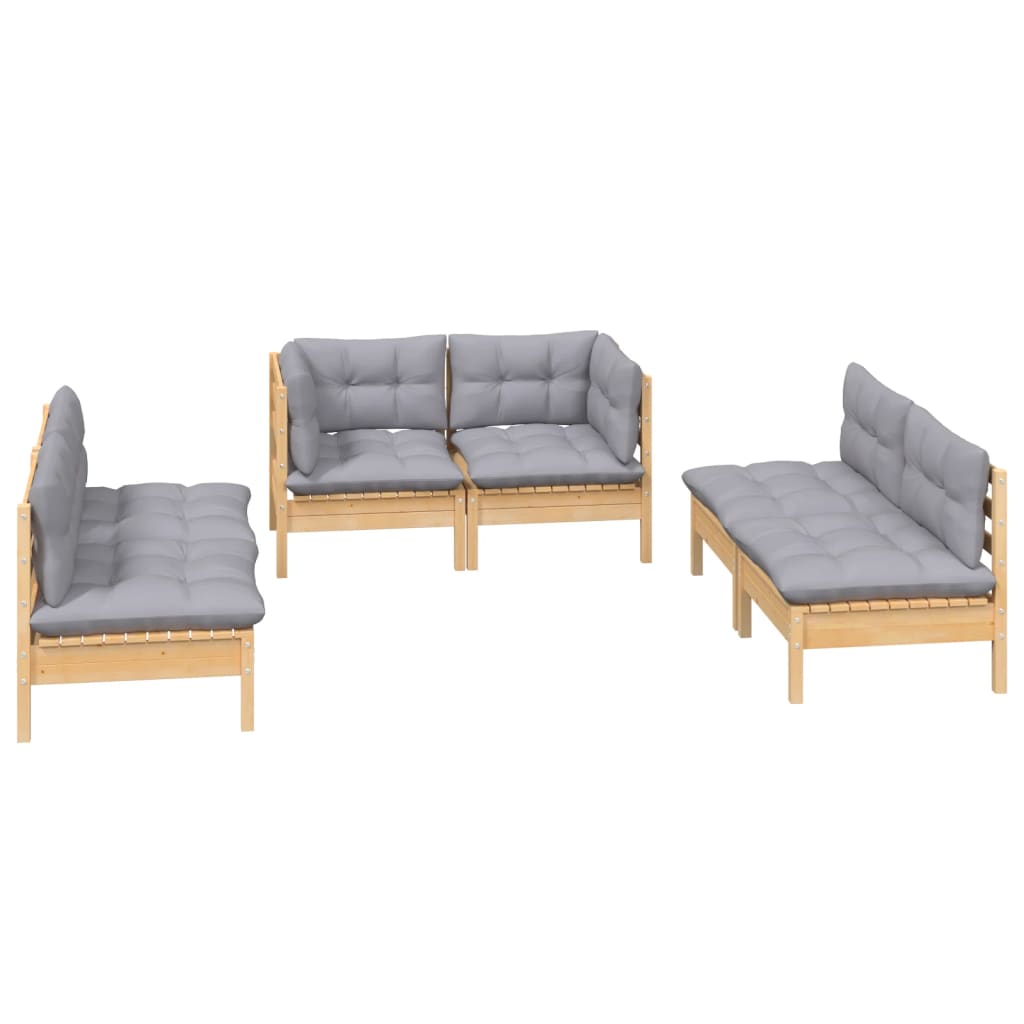 6-piece-patio-lounge-set-with-gray-cushions-solid-pinewood At Willow and Wine USA!
