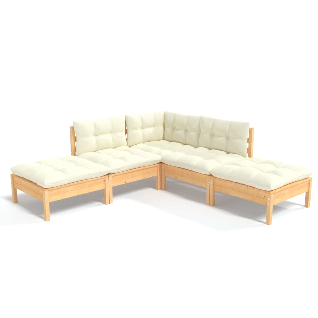 5-piece-patio-lounge-set-with-cream-cushions-pinewood At Willow and Wine USA!