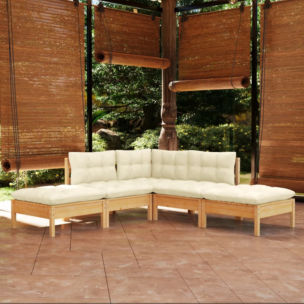 5-piece-patio-lounge-set-with-cream-cushions-pinewood At Willow and Wine USA!