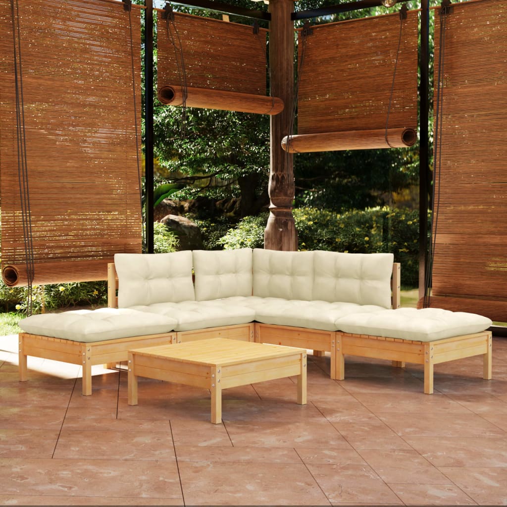 6-piece-patio-lounge-set-with-gray-cushions-pinewood At Willow and Wine USA!