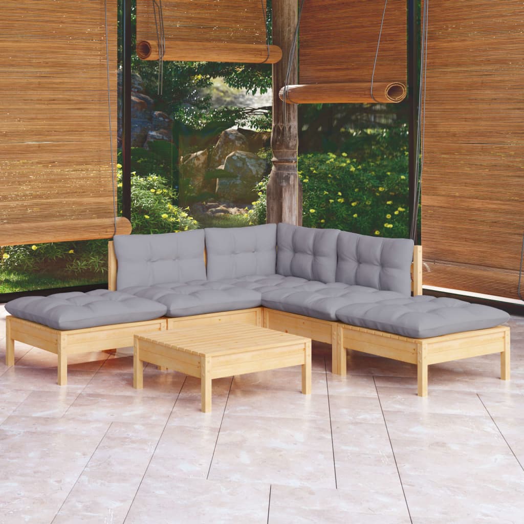 6-piece-patio-lounge-set-with-gray-cushions-pinewood At Willow and Wine USA!