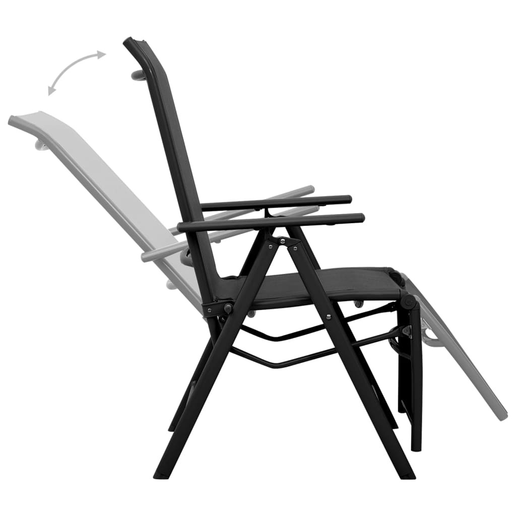 reclining-deck-chair-aluminum-and-textilene-black At Willow and Wine USA!