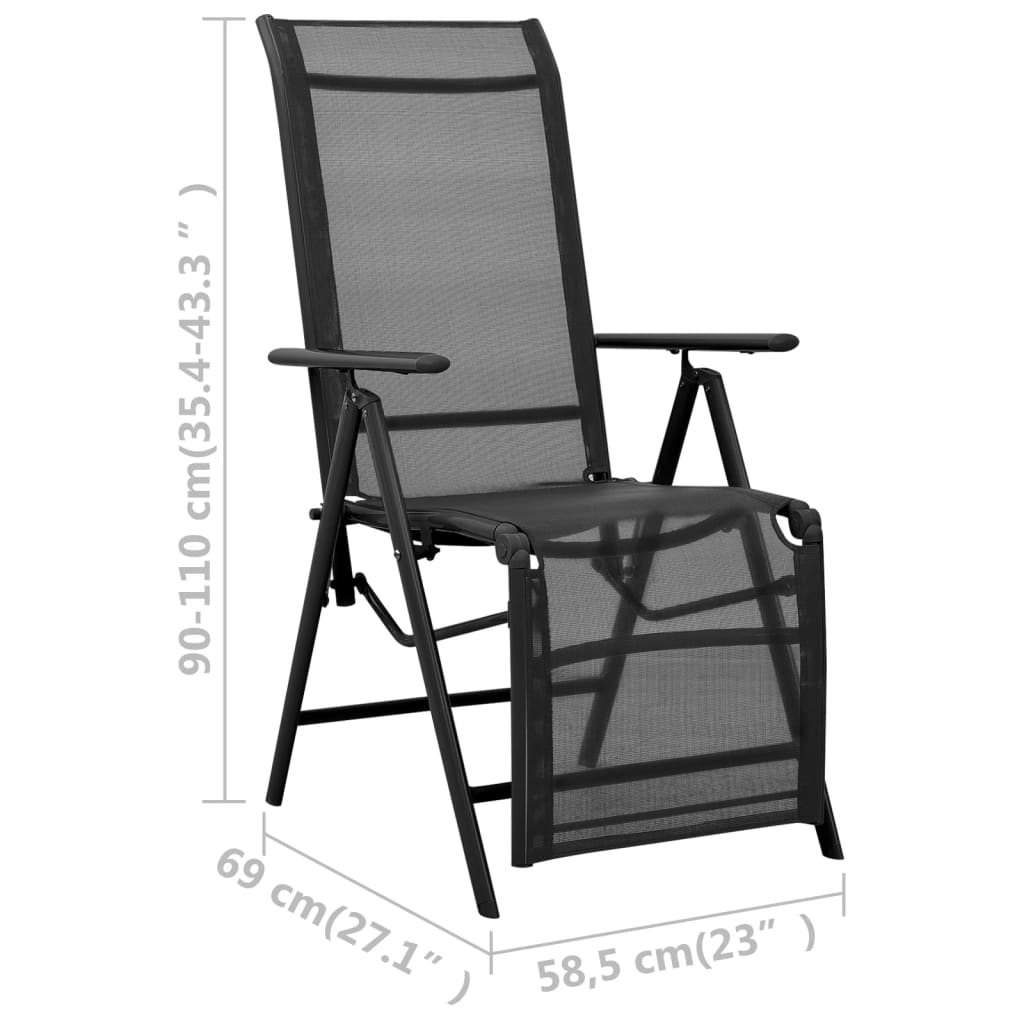 reclining-deck-chair-aluminum-and-textilene-black At Willow and Wine USA!