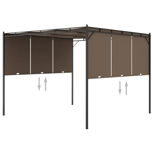 garden-gazebo-with-side-curtain-9-8-x9-8-x7-4-taupe At Willow and Wine USA!