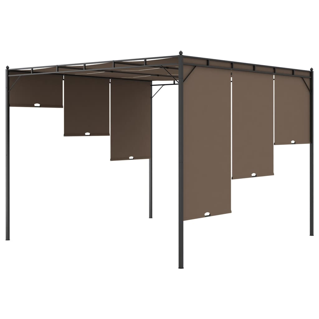 garden-gazebo-with-side-curtain-9-8-x9-8-x7-4-taupe At Willow and Wine USA!