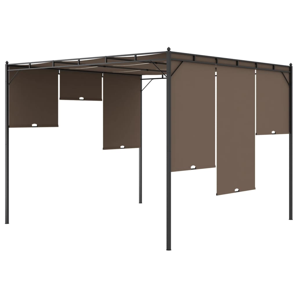 garden-gazebo-with-side-curtain-9-8-x9-8-x7-4-taupe At Willow and Wine USA!