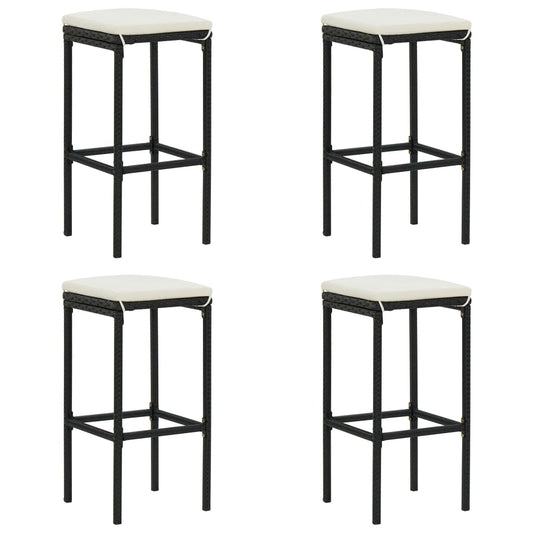 bar-stools-with-cushions-4-pcs-black-poly-rattan At Willow and Wine USA!