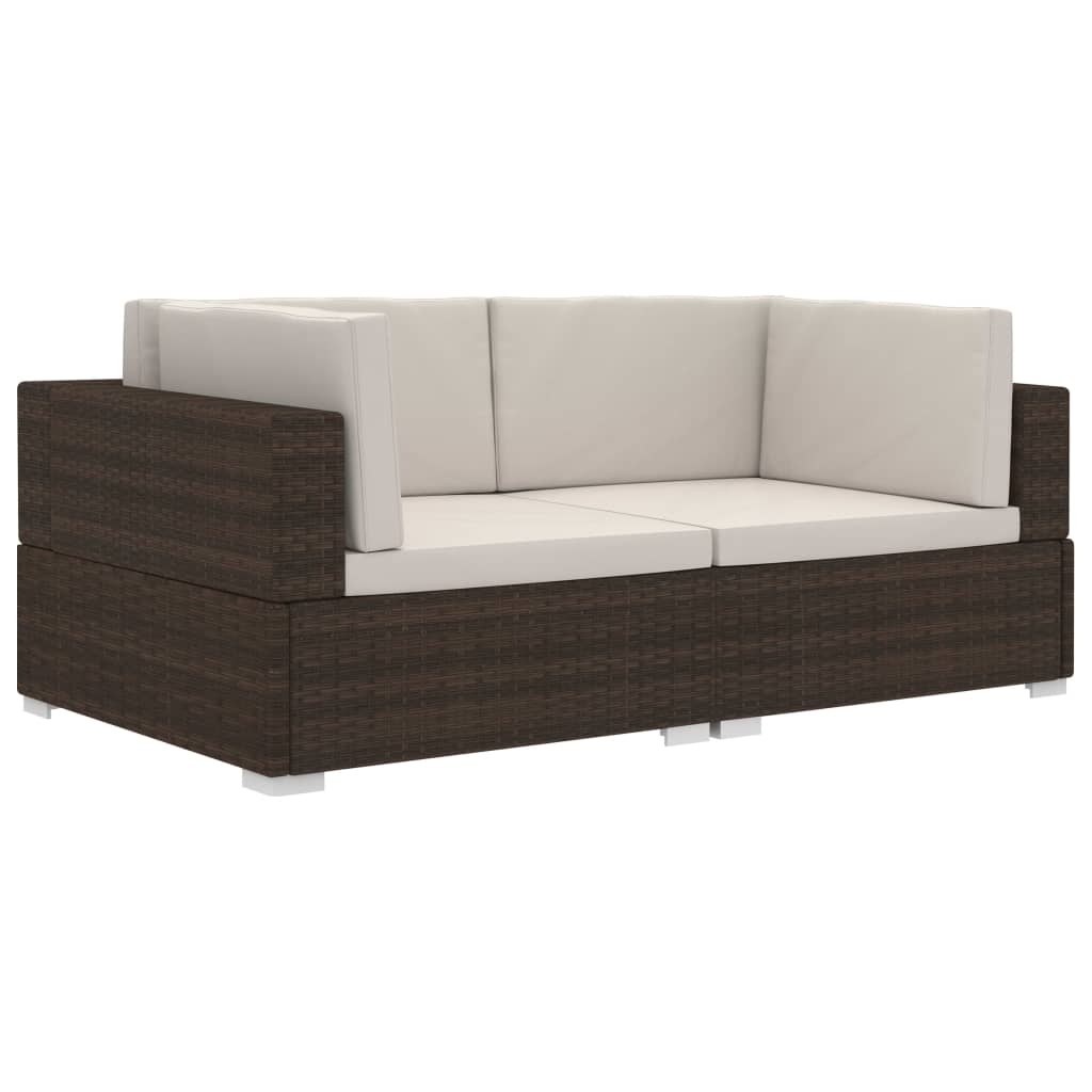 sectional-corner-chairs-2-pcs-with-cushions-poly-rattan-brown At Willow and Wine USA!