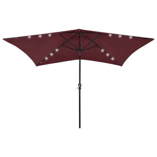 parasol-with-leds-and-steel-pole-bordeaux-red-6-6-x9-8 At Willow and Wine USA!