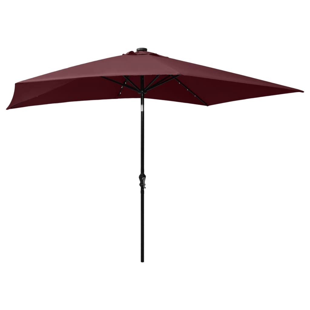 parasol-with-leds-and-steel-pole-bordeaux-red-6-6-x9-8 At Willow and Wine USA!