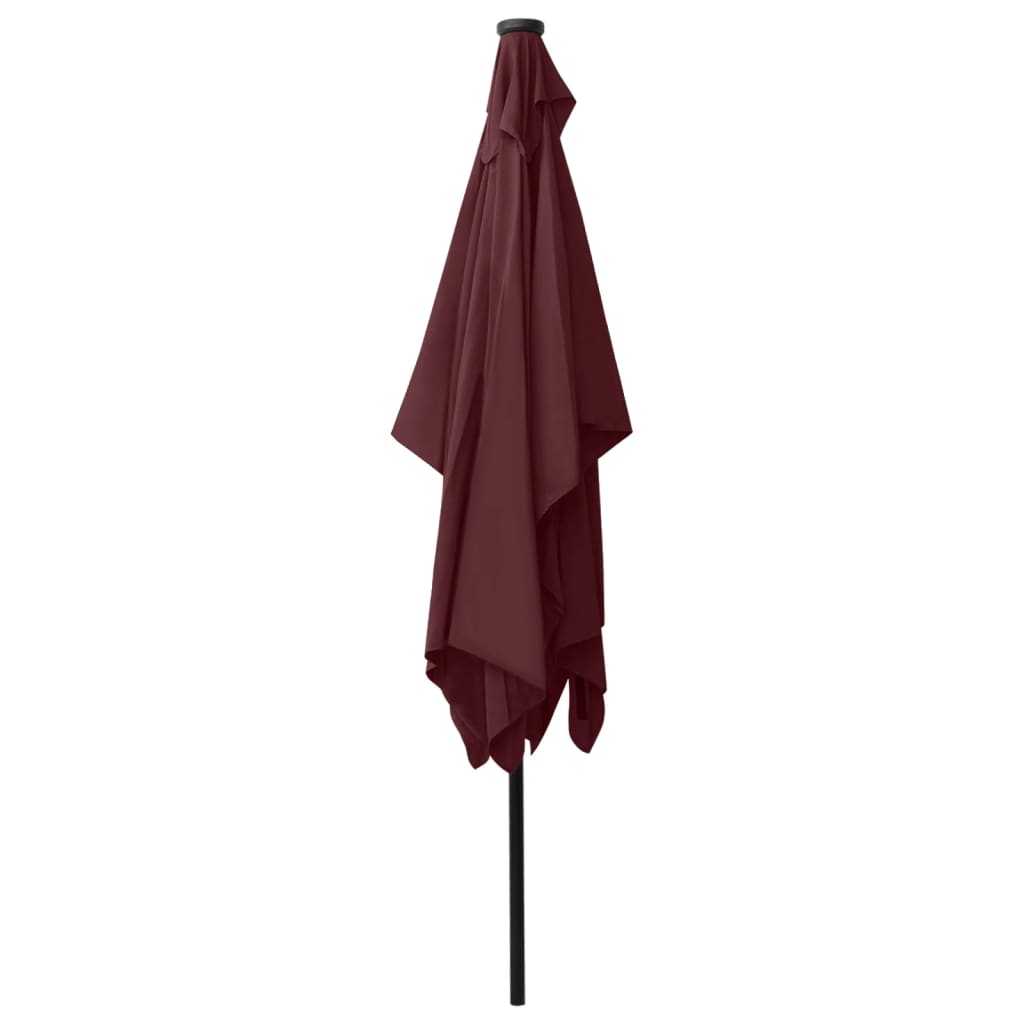 parasol-with-leds-and-steel-pole-bordeaux-red-6-6-x9-8 At Willow and Wine USA!