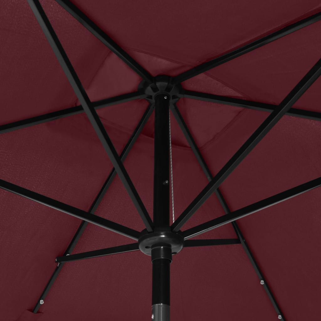 parasol-with-leds-and-steel-pole-bordeaux-red-6-6-x9-8 At Willow and Wine USA!