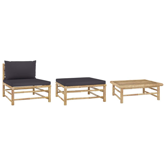 3-piece-patio-lounge-set-with-dark-gray-cushions-bamboo At Willow and Wine USA!