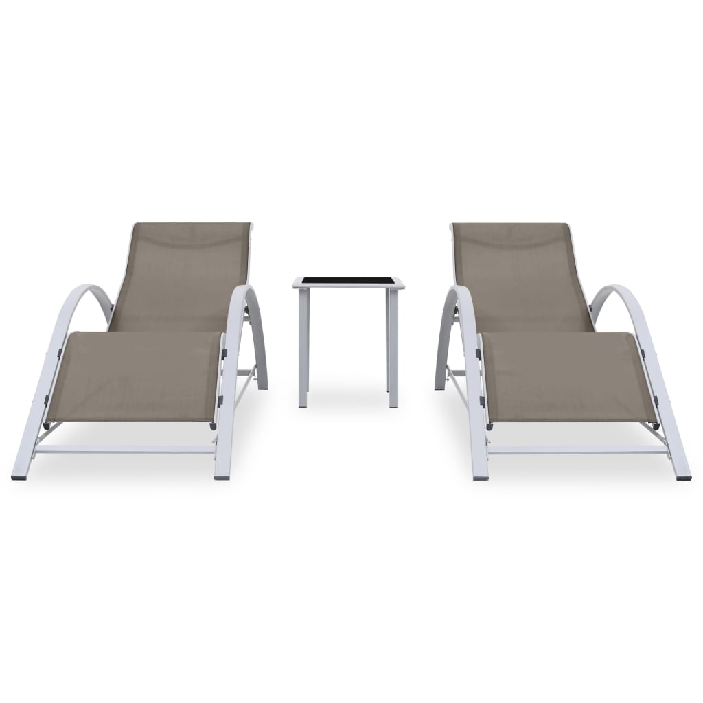 sun-loungers-2-pcs-with-table-aluminum-taupe At Willow and Wine USA!