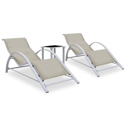 sun-loungers-2-pcs-with-table-aluminum-cream At Willow and Wine USA!