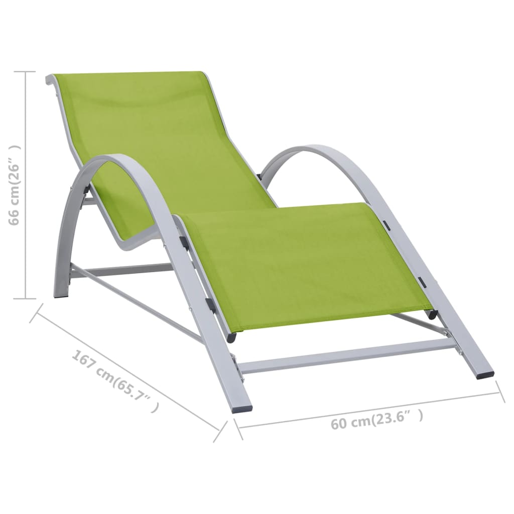 sun-loungers-2-pcs-with-table-aluminum-green At Willow and Wine USA!