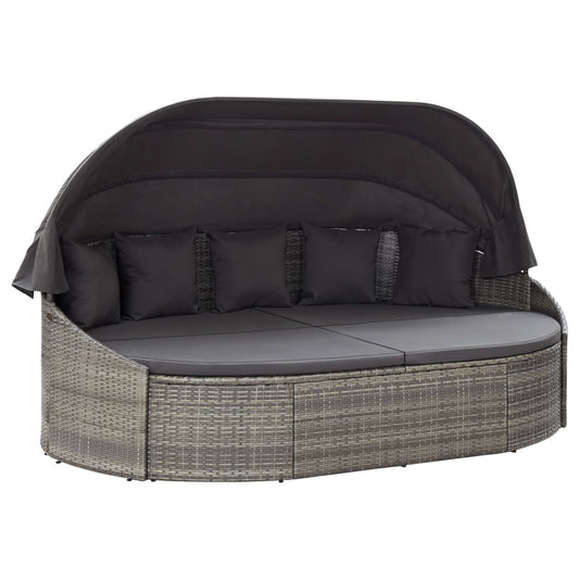 patio-lounge-bed-with-canopy-poly-rattan-gray At Willow and Wine USA!