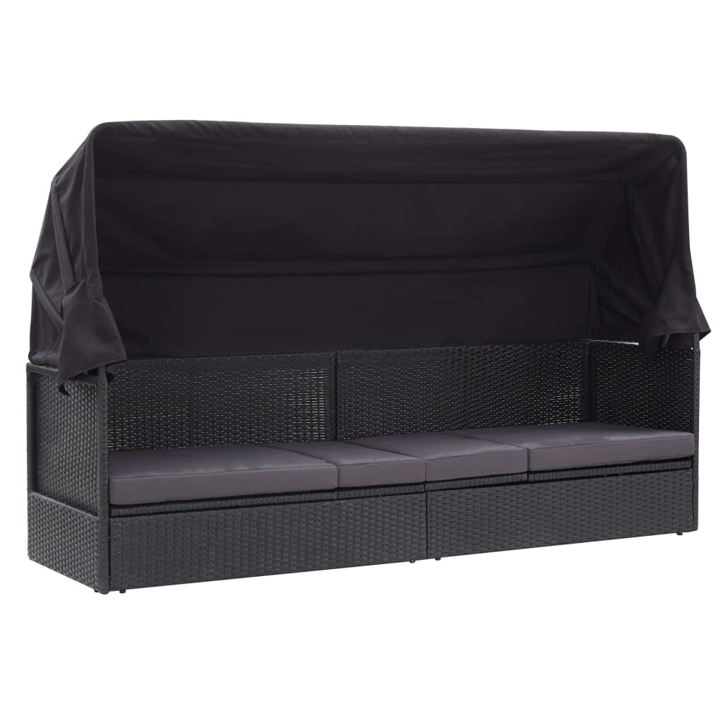 patio-sofa-with-canopy-black-poly-rattan At Willow and Wine USA!