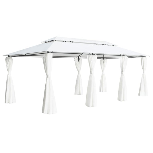 Gazebo with Curtains 236.2"x117.3"x106.3" White 0.6 oz/ft²