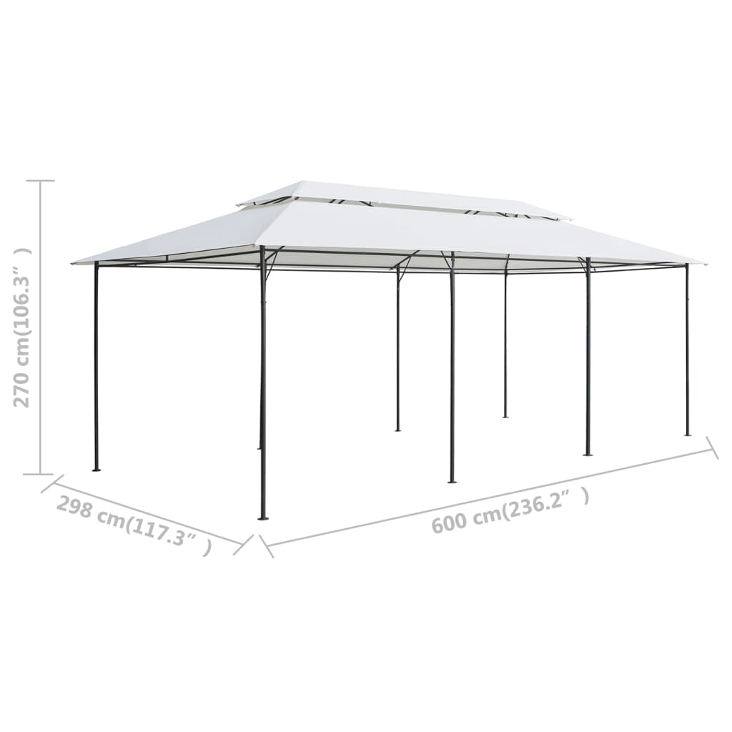 Gazebo with Curtains 236.2"x117.3"x106.3" White 0.6 oz/ft²