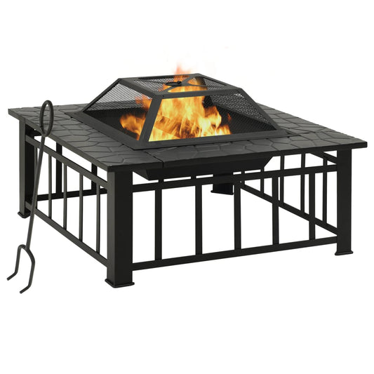 garden-fire-pit-with-poker-31-9-x31-9-x18-5-xxl-steel At Willow and Wine USA!