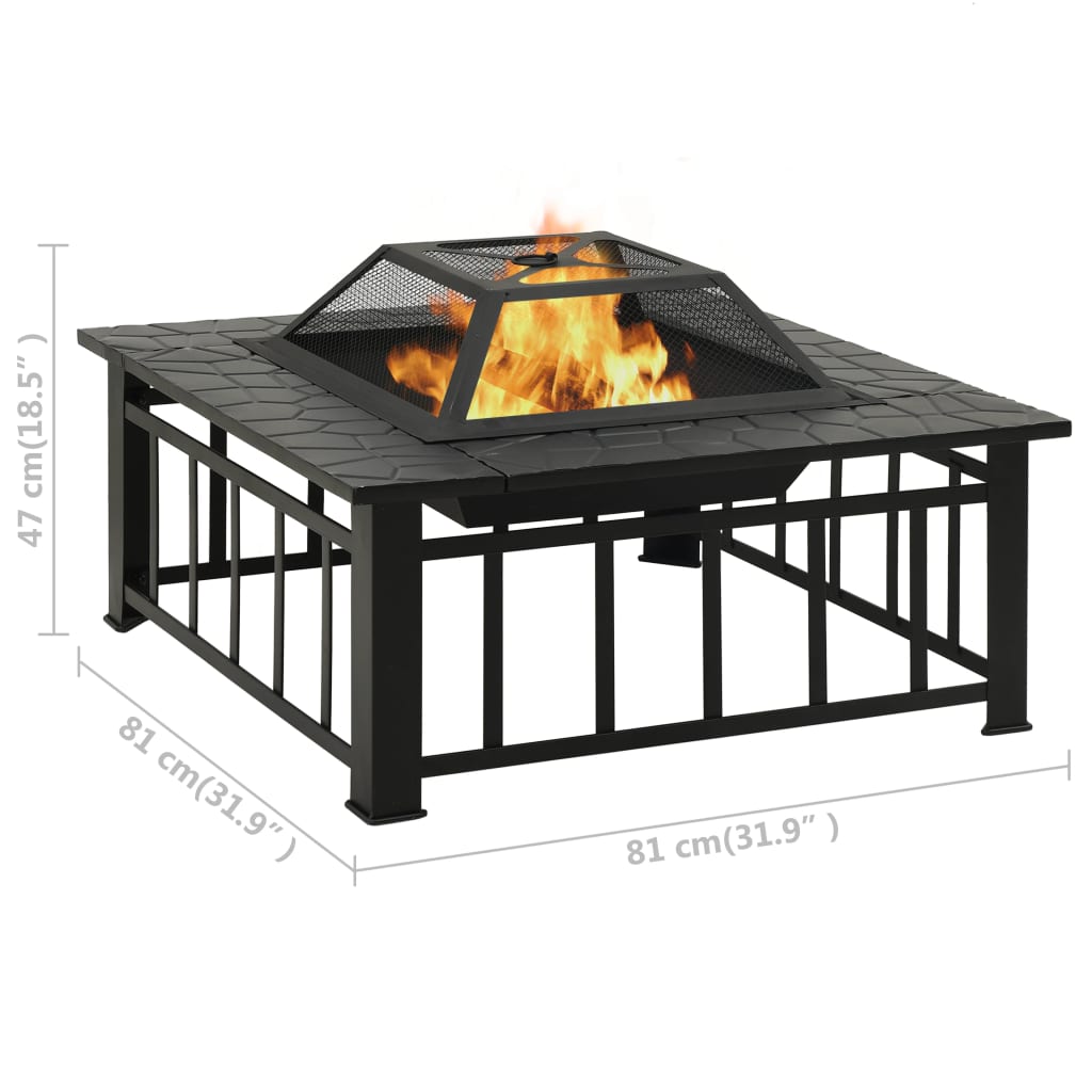 garden-fire-pit-with-poker-31-9-x31-9-x18-5-xxl-steel At Willow and Wine USA!