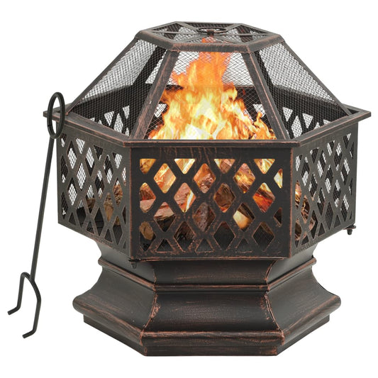 rustic-fire-pit-with-poker-24-4-x21-3-x22-xxl-steel At Willow and Wine USA!