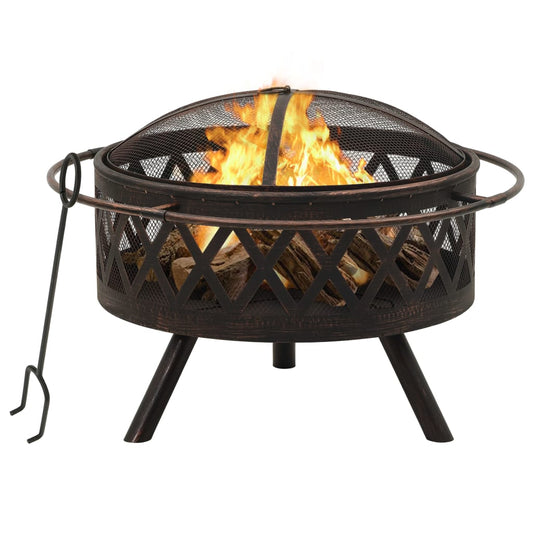 rustic-fire-pit-with-poker-29-9-xxl-steel At Willow and Wine USA!