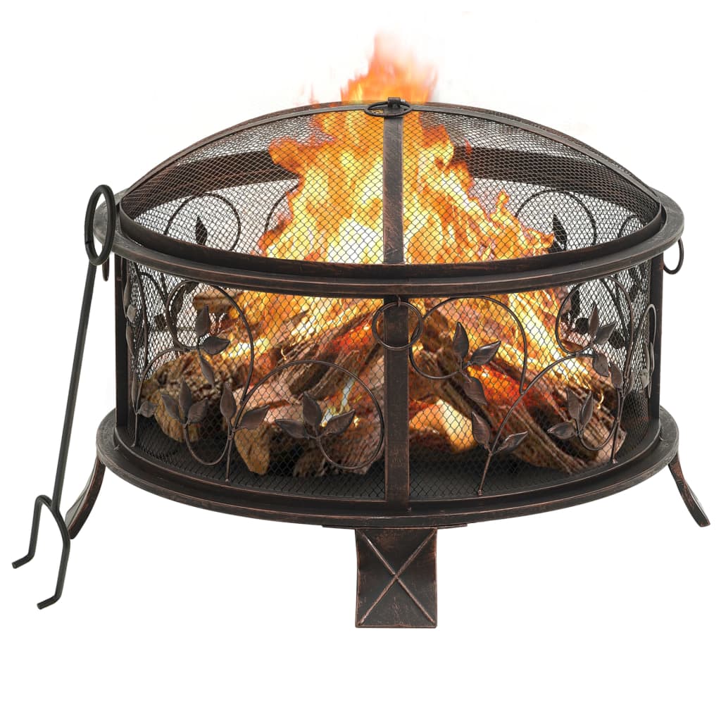 rustic-fire-pit-with-poker-26-6-xxl-steel At Willow and Wine USA!