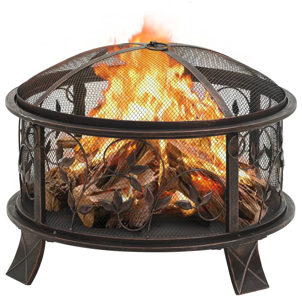 rustic-fire-pit-with-poker-26-6-xxl-steel At Willow and Wine USA!