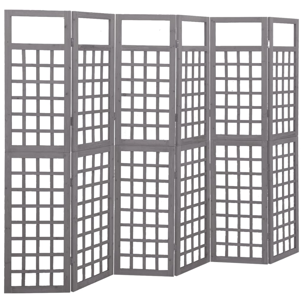 6-panel-room-divider-trellis-solid-fir-wood-black-95-5-x70-9 At Willow and Wine USA!