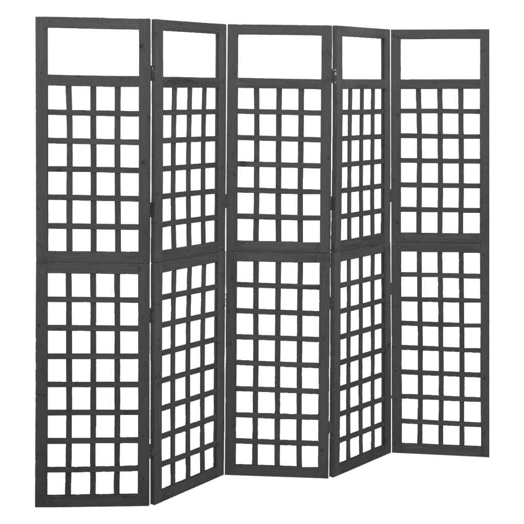 6-panel-room-divider-trellis-solid-fir-wood-black-95-5-x70-9 At Willow and Wine USA!