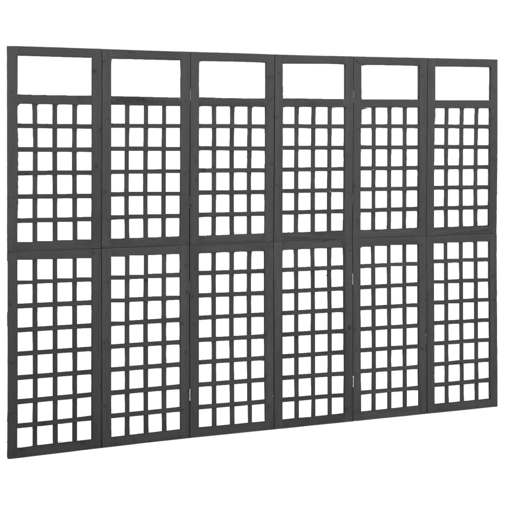 6-panel-room-divider-trellis-solid-fir-wood-black-95-5-x70-9 At Willow and Wine USA!