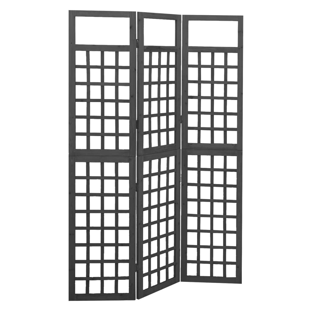 6-panel-room-divider-trellis-solid-fir-wood-black-95-5-x70-9 At Willow and Wine USA!