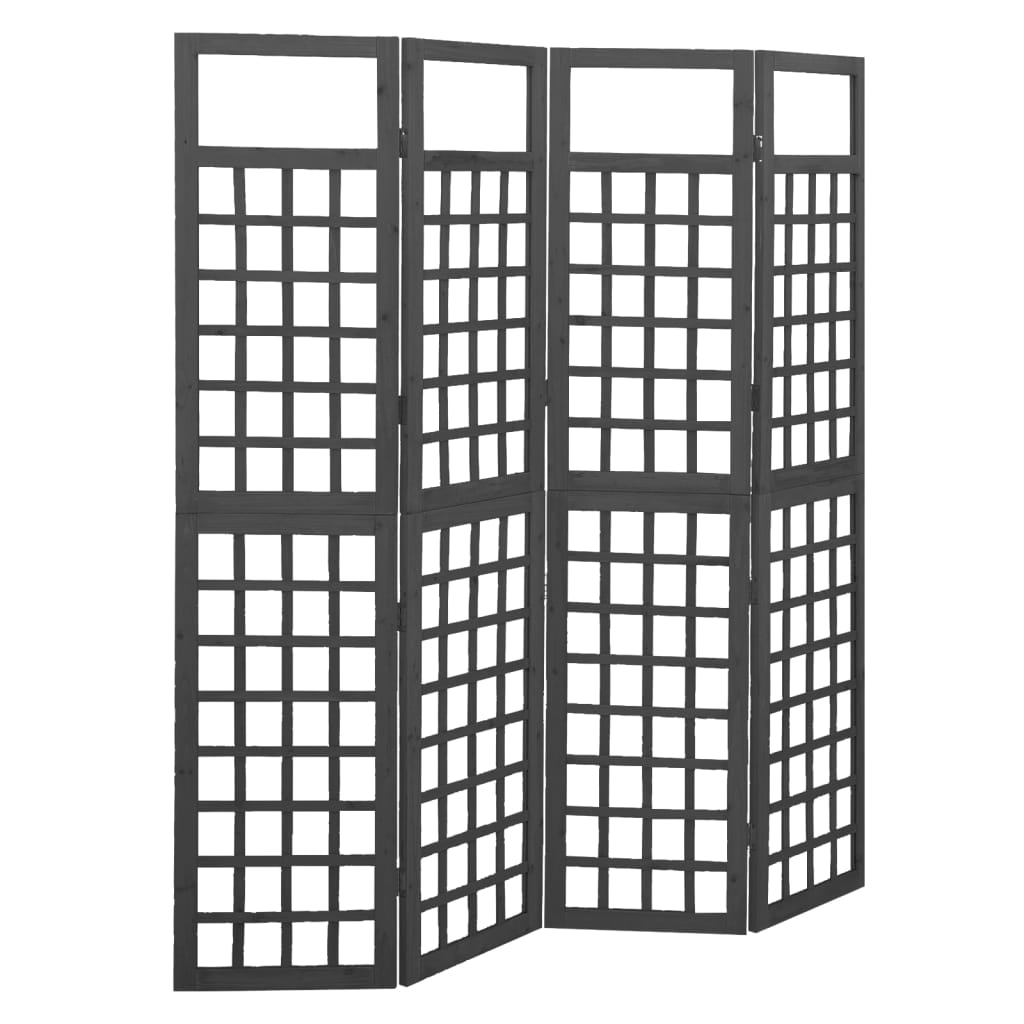 6-panel-room-divider-trellis-solid-fir-wood-black-95-5-x70-9 At Willow and Wine USA!