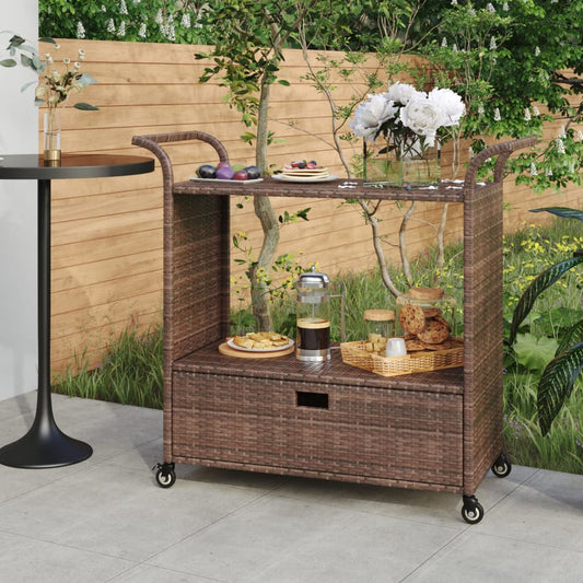 bar-cart-with-drawer-brown-39-4-x17-7-x38-2-poly-rattan At Willow and Wine USA!