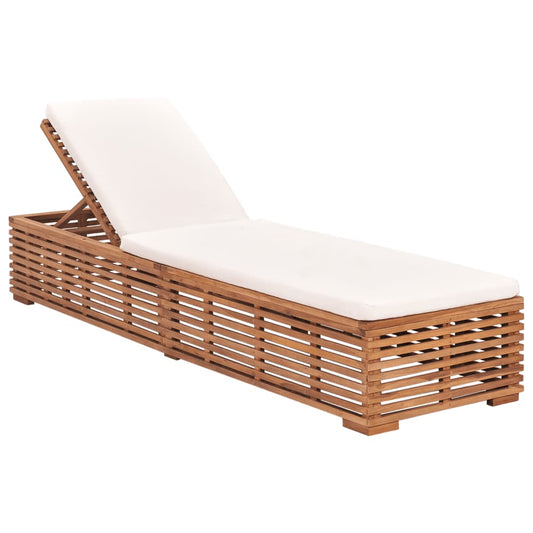 sun-lounger-with-cream-cushion-solid-teak-wood At Willow and Wine USA!