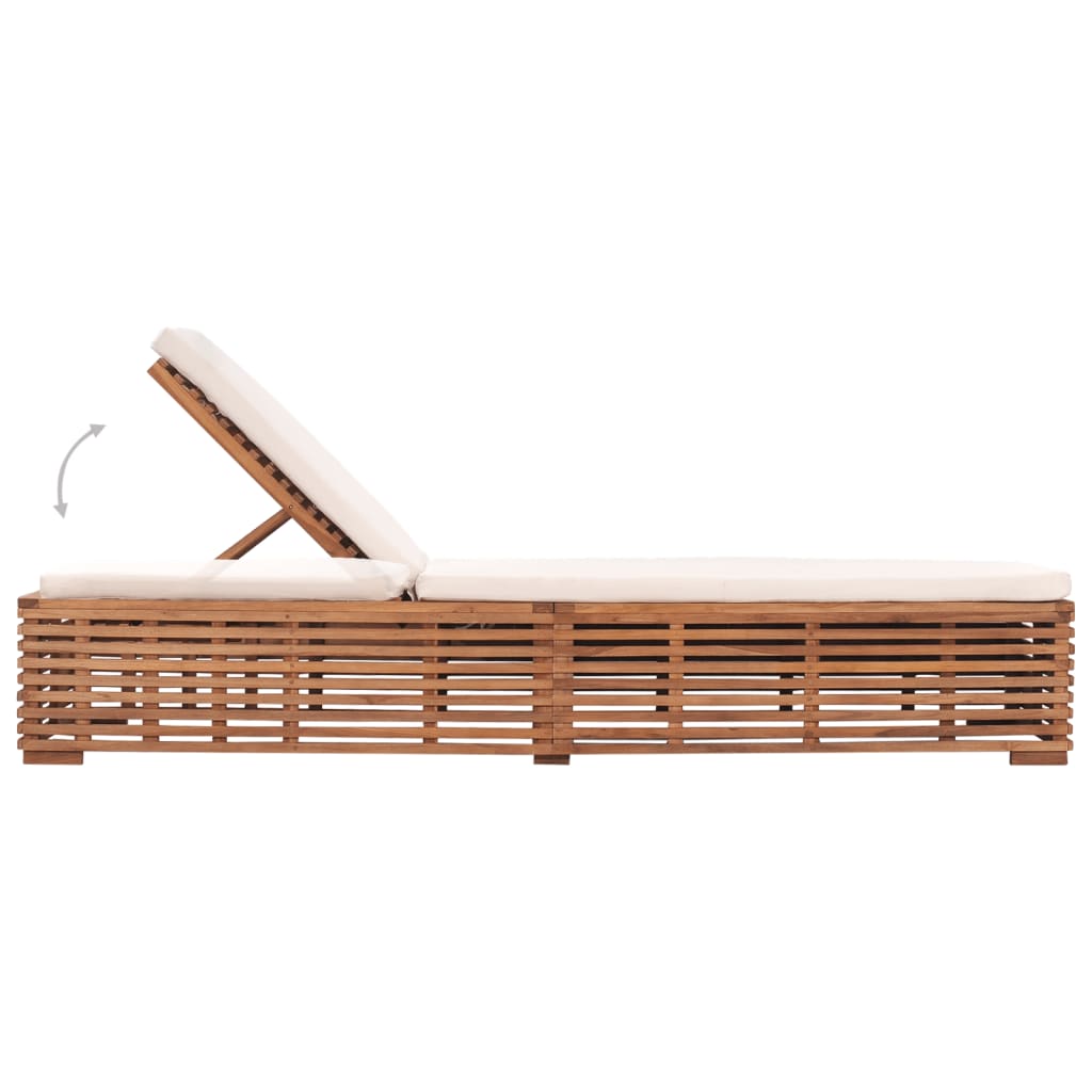 sun-lounger-with-cream-cushion-solid-teak-wood At Willow and Wine USA!