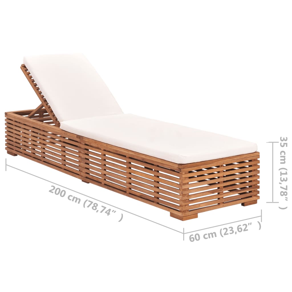 sun-lounger-with-cream-cushion-solid-teak-wood At Willow and Wine USA!