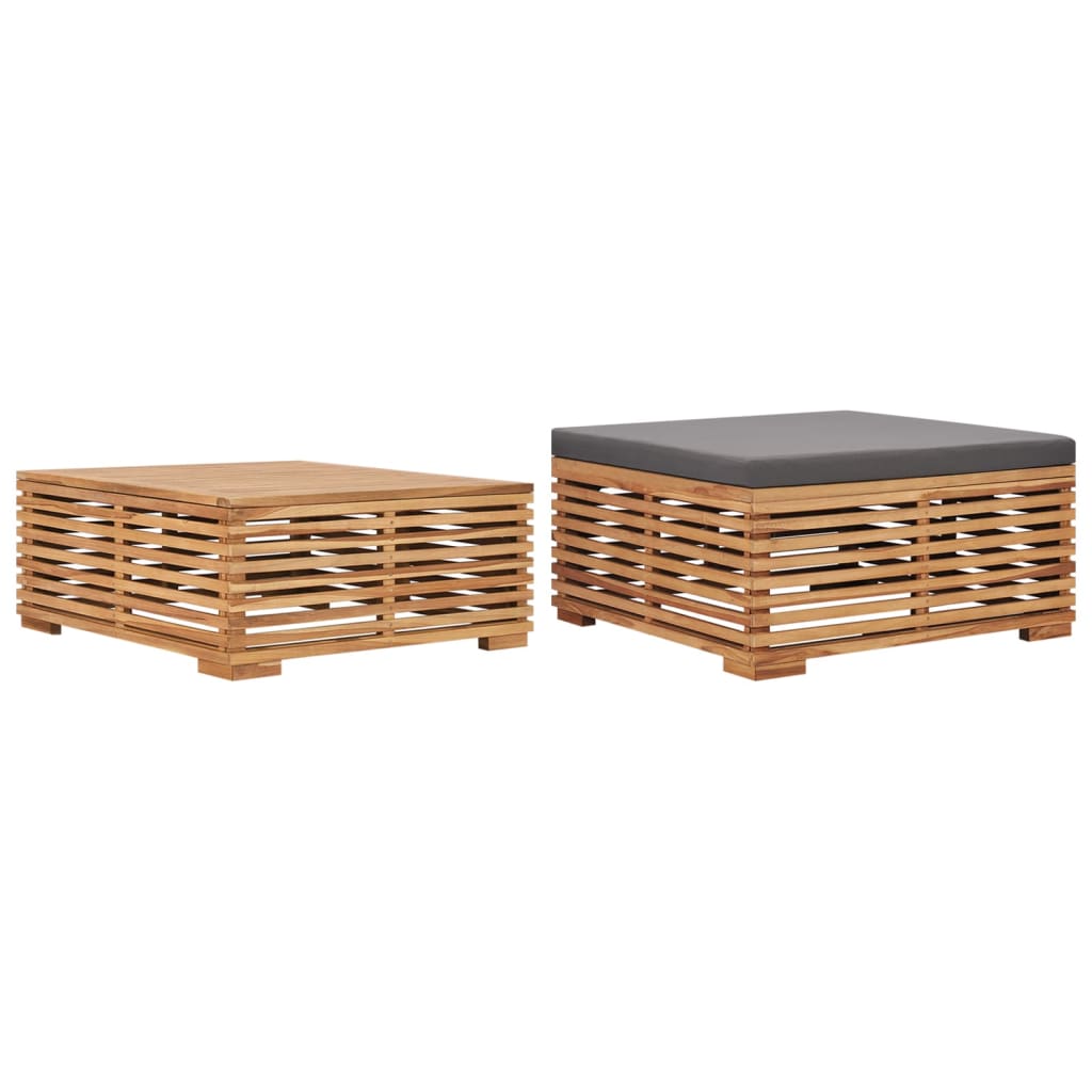 patio-table-and-footrest-set-dark-gray-cushion-solid-teak-wood At Willow and Wine USA!