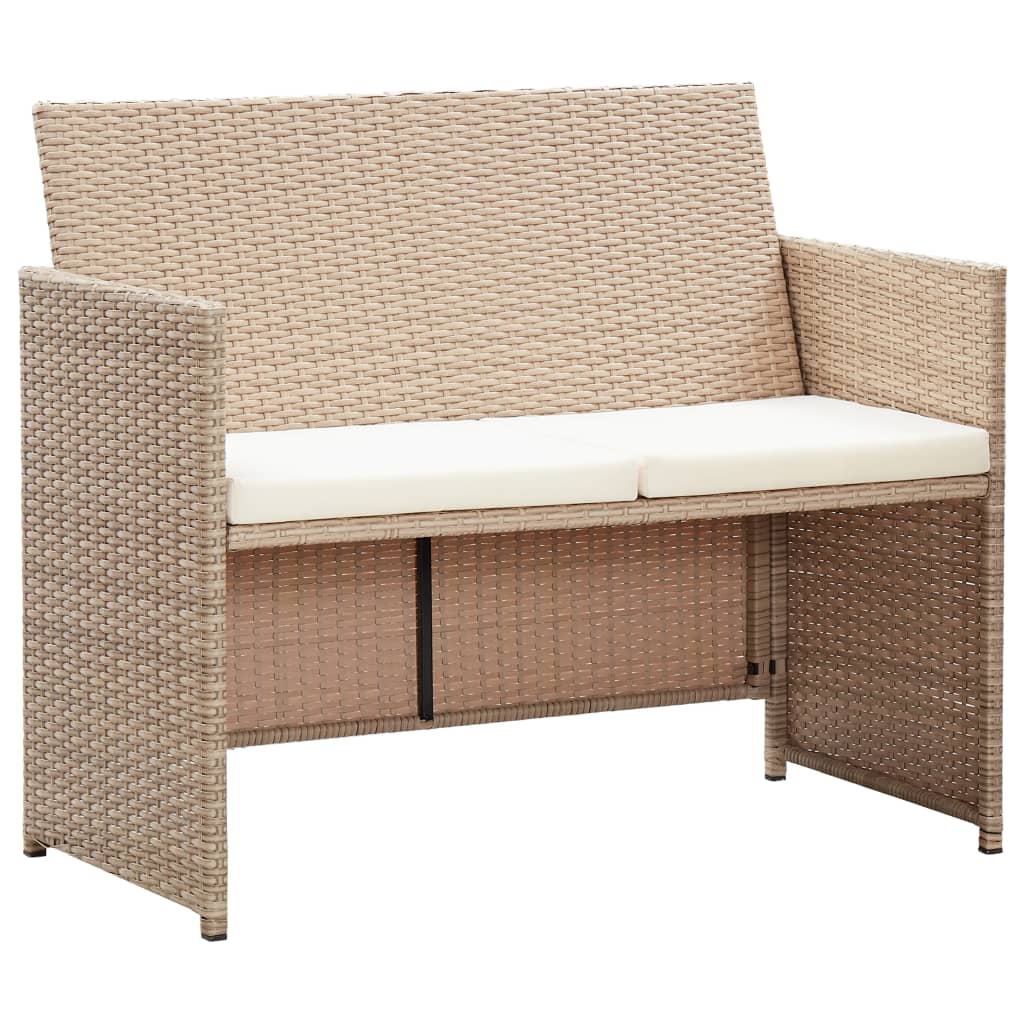 2-seater-patio-sofa-with-cushions-beige-poly-rattan At Willow and Wine USA!