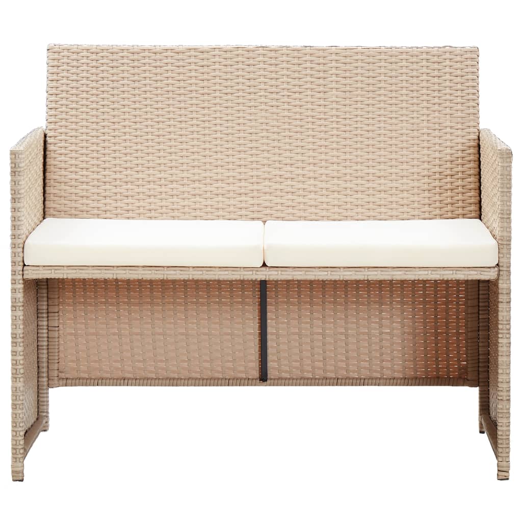 2-seater-patio-sofa-with-cushions-beige-poly-rattan At Willow and Wine USA!