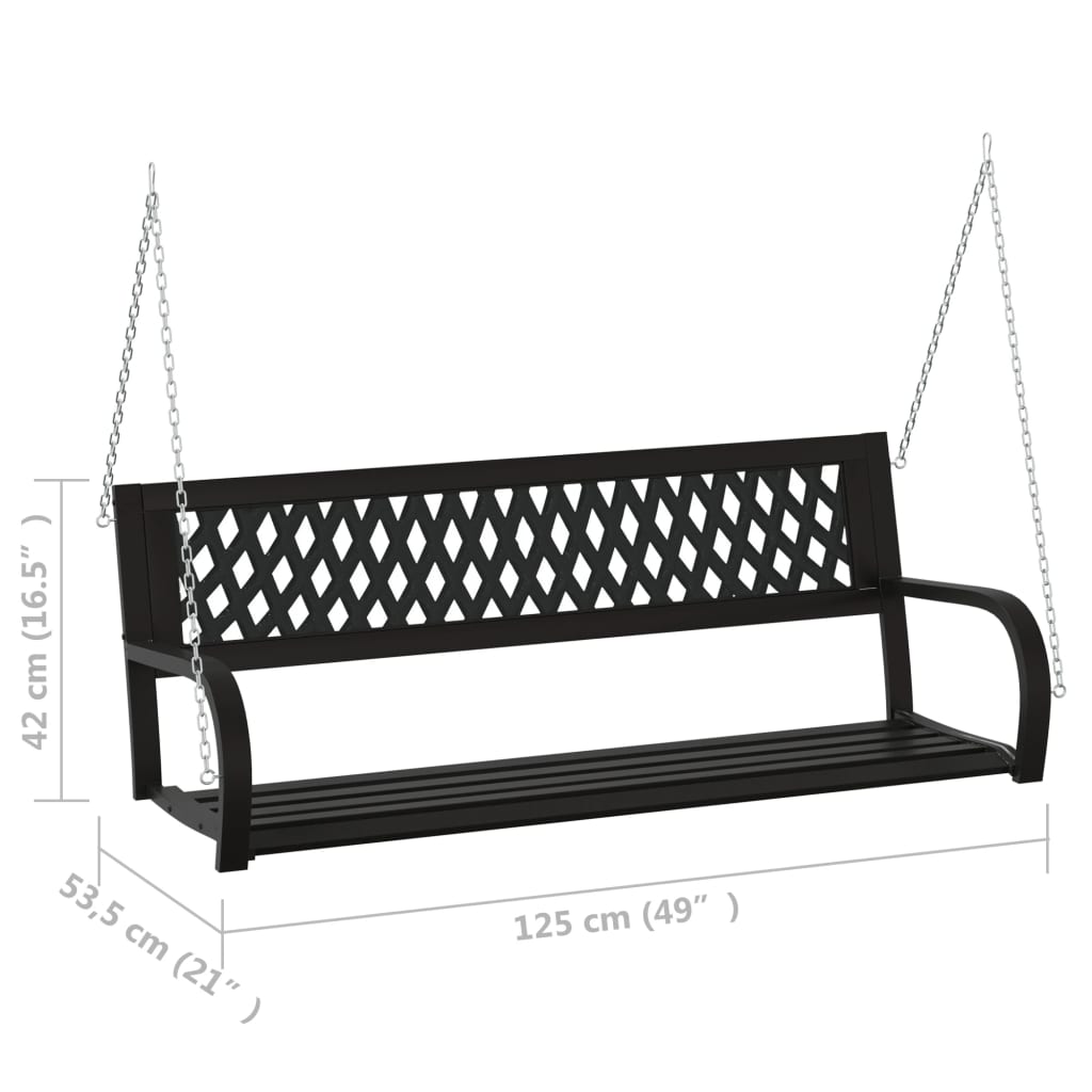 patio-swing-bench-49-2-steel-and-plastic-black At Willow and Wine USA!