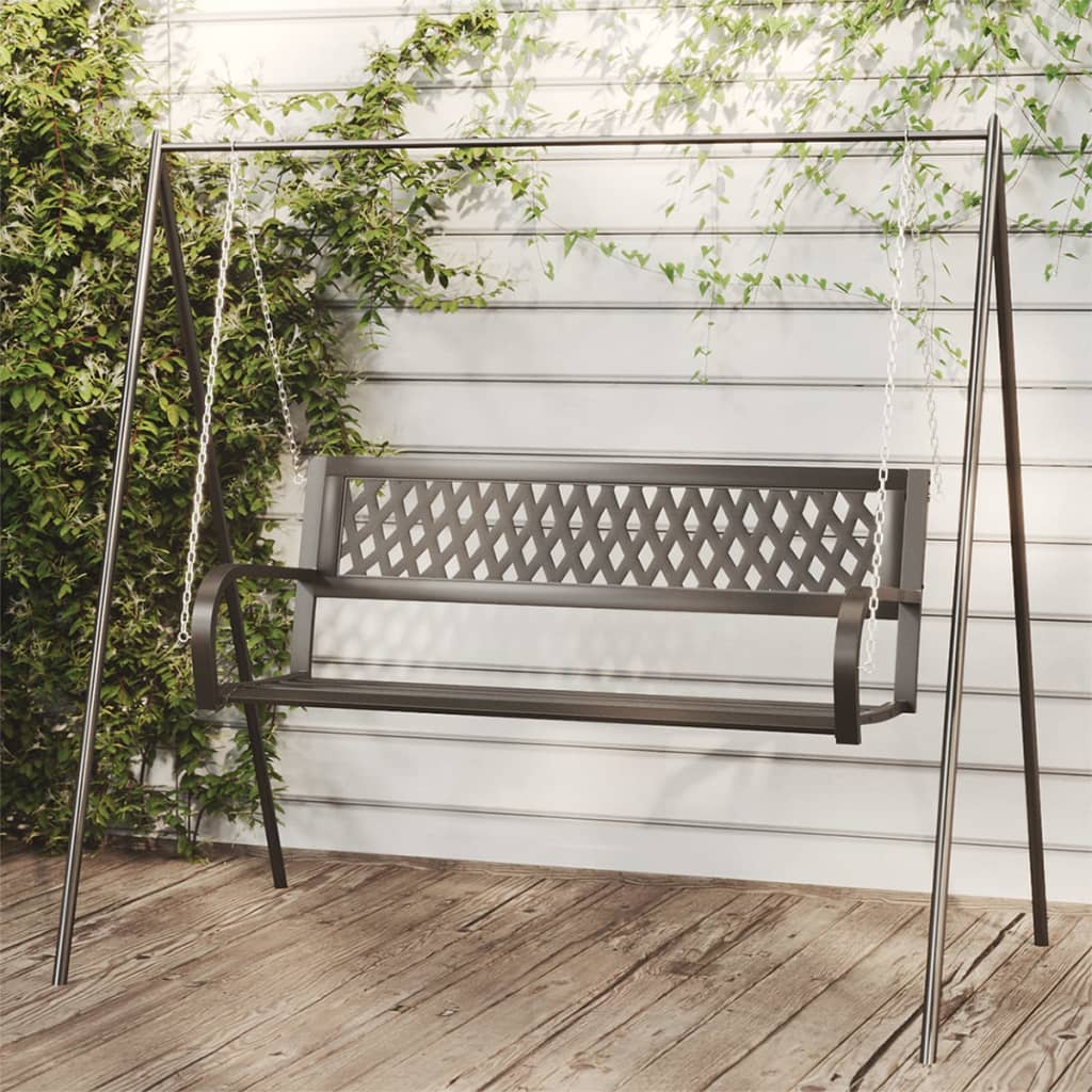 patio-swing-bench-49-2-steel-and-plastic-black At Willow and Wine USA!