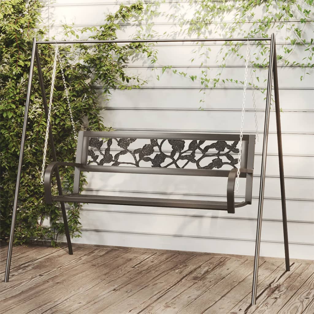 patio-swing-bench-49-2-steel-and-plastic-black At Willow and Wine USA!