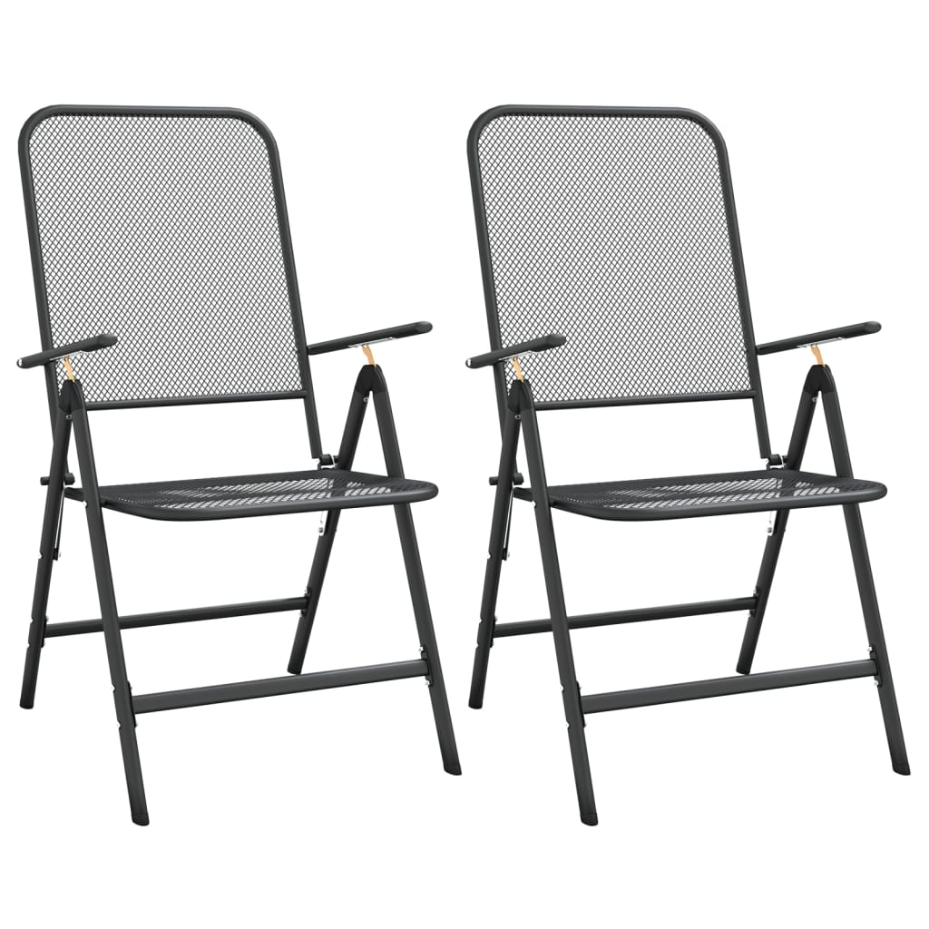 folding-patio-chairs-2-pcs-expanded-metal-mesh-anthracite At Willow and Wine USA!