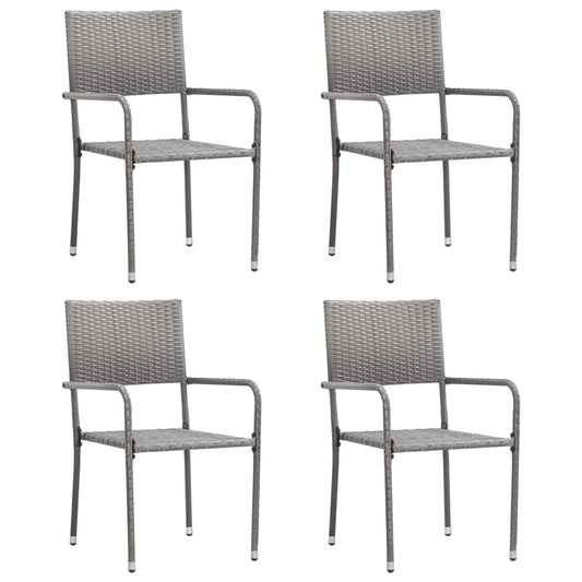 Patio Dining Chairs 4 pcs Stackable Gray Poly Rattan