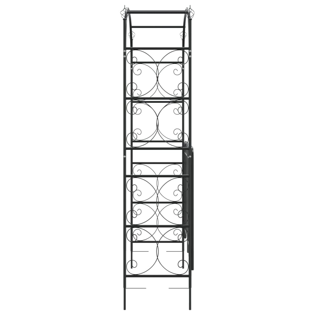 Garden Arch with Gate Black 42.5"x17.7"x92.5" Steel