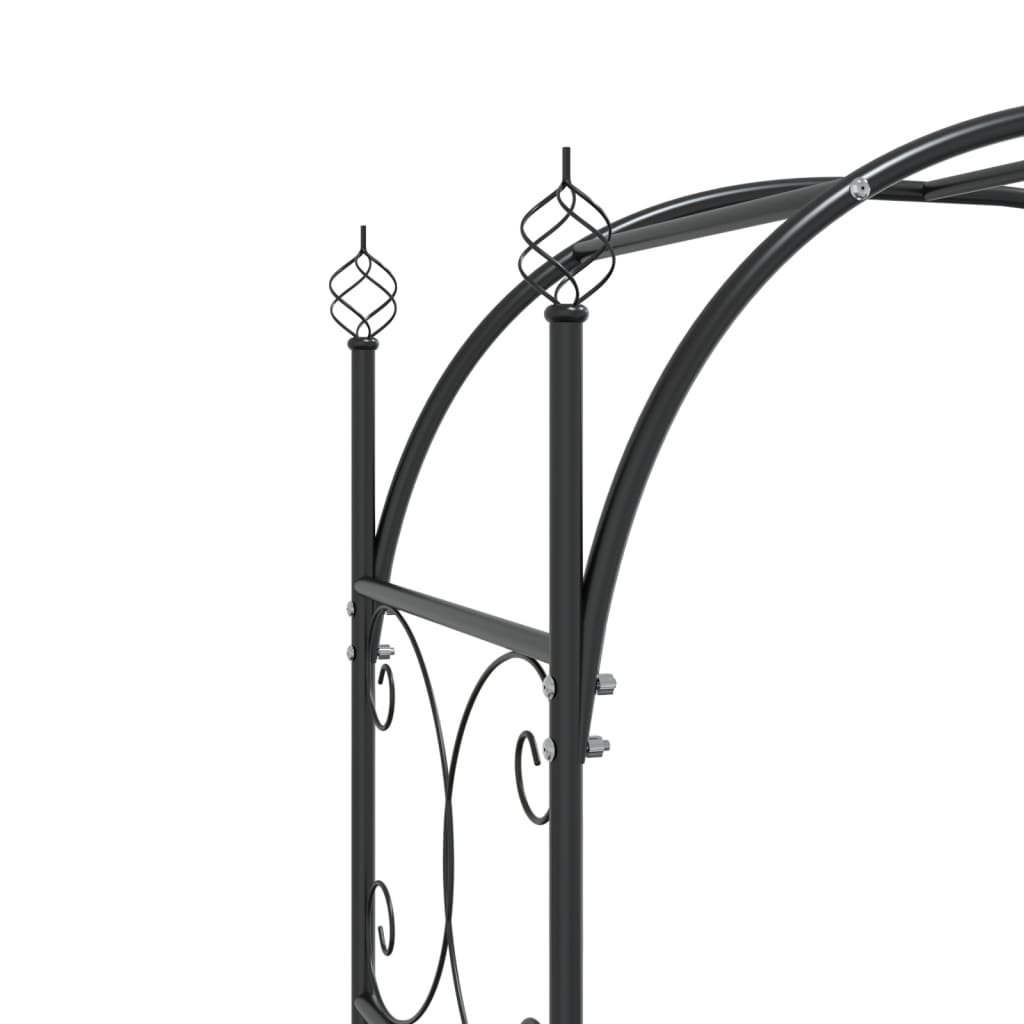 Garden Arch with Gate Black 42.5"x17.7"x92.5" Steel